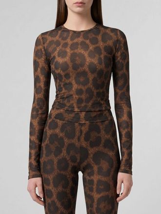 Philipp Plein Animalier Print Long-Sleeved Cropped Top