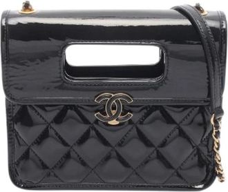 Chanel Pre-owned Matelasse Patent Flap 2way bag - Dames - Vintage Handtas - Zwart - ONE Size - Leer - Vintage