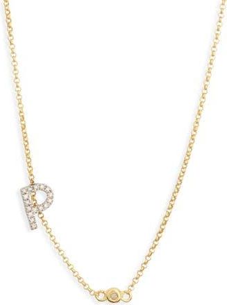 Meshmerise Bezel Diamond Initial Chain Necklace - 0.2ct. in Yellow-P at Nordstrom Rack