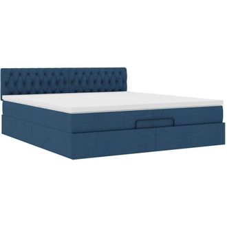 vidaXL Vidaxl - Estructura De Cama Otomana Con Colch&oacute;n Tela Azul 200x200 Cm