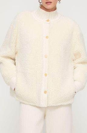 Lafayette 148 New York Genuine Shearling Reversible Jacket in Cloud/Raffia at Nordstrom, Size X-Small