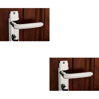 Loops 2x PAIR Line Detailed Handle on Bathroom Backplate 205 x 45mm Polished Chrome