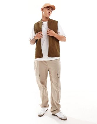 Asos washed vest in tan-Brown