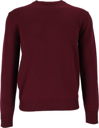 Ballantyne Burgundy Merino Wool Ribbed Round Neck Sweater