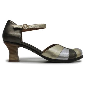 FLY London BESH087FLY Idra Leather Womens Heels Sandals - Graphite Silver Gold - Size:UK 5