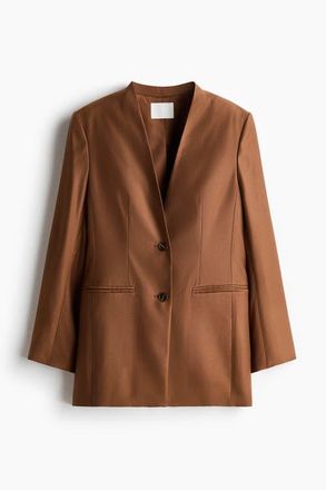 H&M Lapelless Blazer in Brown at Nordstrom, Size Xx-Small