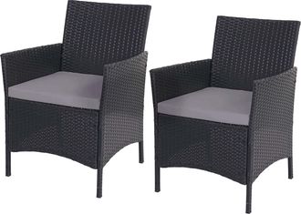 Hhg Nunca Usado] Lote De 2 Sillones De Jard&iacute;n De Poly Rat&aacute;n Halden, Sill&oacute;n De Mimbre, Antracita, Cojines Antracita