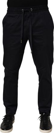 Dolce & Gabbana Black Mid Waist Drawstring Men Jogger Mens Pants (Pre-Owned)