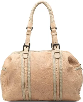 Bottega Veneta Pre-owned Bottega Veneta Intrecciato Trimmed Pebbled Lambskin Top Handle Bag Ladies VNULN6U3OCHIVD6B