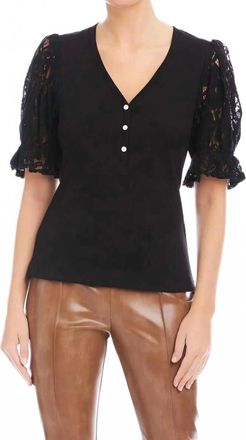 Fifteen Twenty Tanya Lace Sleeve Top In Black