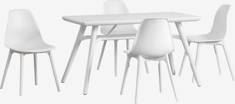 Sklum Set De Mesa Rectangular 135x80 Cm Y 4 Sillas De Jard&iacute;n En Polipropileno Scand Sklum