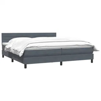 vidaXL Cama Box Spring Con Colch&oacute;n Terciopelo Gris Oscuro 180x210 Cm Vidaxl