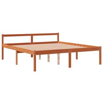 vidaXL Vidaxl - Cama Para Mayores Madera Maciza De Pino Marr&oacute;n Cera 160x200 Cm