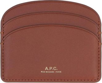 A.P.C. Logo Detail Lederen Kaarthouder - Dames - Portefeuilles - Bruin - ONE Size - Katoen - Accessoires