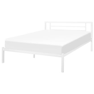 Beliani Beliani - Cama De Metal Blanco Estructura De L&aacute;minas Somier 140 X 200 Cm Cabecero Moderno Dormitorio Cusset