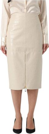 Elisabetta Franchi Rokken, Dames, Beige, S, Leer, Pencil Midi Rok