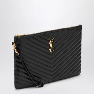 Saint Laurent Cassandre black quilted leather tablet sleeve