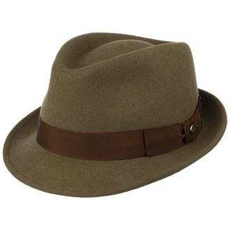 Lierys Classic Wool Trilby Fedora Hat Water-Repellent Outdoor Packable Men Women Summer Winter Olive