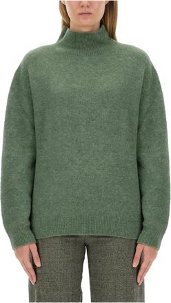 Alysi Maglia Super Soft Collo Alto - Dames - Coltruien - Groen - L - Wol - Truien & Vesten