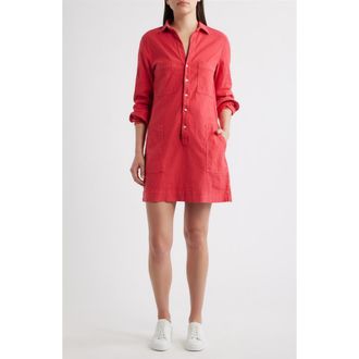 Frank & Eileen Ireland Patch Pocket Long Sleeve Shirtdress in Washed Red at Nordstrom, Size X-Small