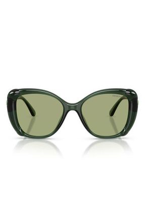 Swarovski 53mm Butterfly Sunglasses in Transparent Green /Green at Nordstrom