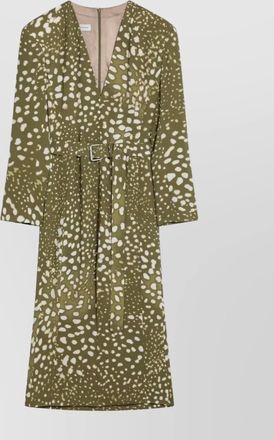 Dries Van Noten v-neckline dress belted all-over print