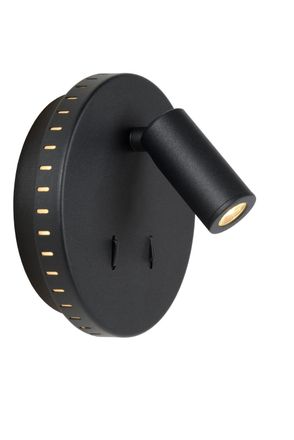 Lucide L&aacute;mpara de cabecera de metal con 1 led integrado, negro