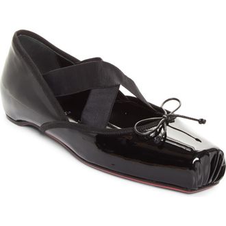 Christian Louboutin Cassiasticina Ballet Flat in Black/Black at Nordstrom, Size 6.5Us