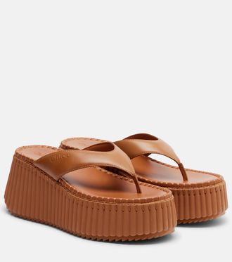 Chlo&eacute; Nama leather platform thong sandals