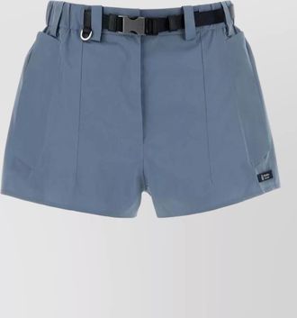 Prada canvas shorts belt loops pleated front