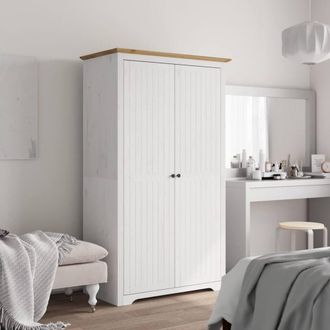 Berkfield Home Wardrobe BODO White & Brown 101x52x176.5 cm Solid Wood Pine
