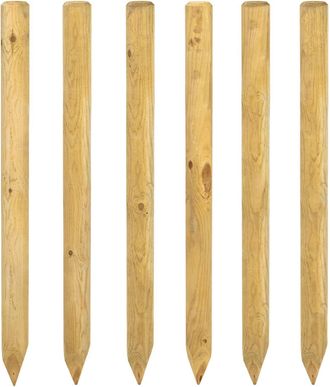vidaXL Postes De Valla 6 Uds. Marr&oacute;n 150 Cm Madera De Pino Maciza Vidaxl