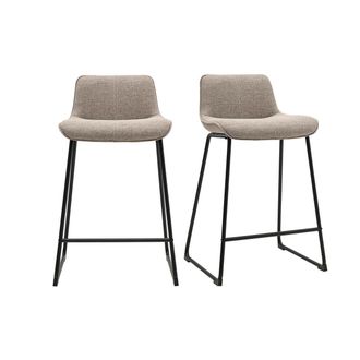 Miliboo Taburetes De Bar En Tela Taupe Y Metal Negro H65 Cm (lote De 2) Boost