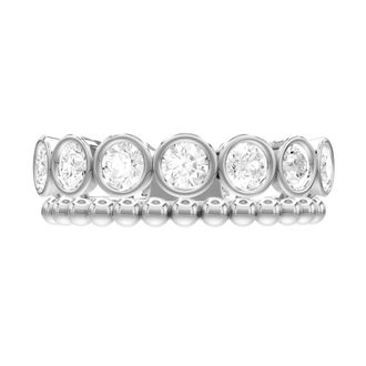 Diamond2Deal Sterling Silver 1.02 Ct Round Lab Grown Diamond 7-Stone Ring Size 7, VS1, E-F