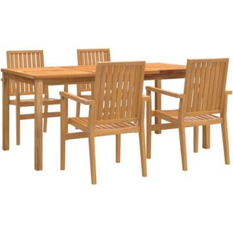 vidaXL Juego De Comedor Para Jard&iacute;n 5 Piezas Madera Maciza De Teca Vidaxl