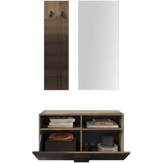 Dmora Mobile da Ingresso Muros, Specchio Incluso, 4 Paia Made in Italy, 2 Ripiani, 91x36x165h cm Marrone Rovere