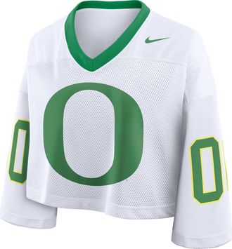 Nike Oregon Logo Nike Womens Dri-FIT College Cropped Jersey in White | 03O308GPUON-2B9