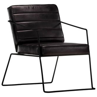 vidaXL Poltrona Nera In Vera Pelle - Vidaxl
