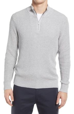 The Normal Brand Waffle Knit Quarter Zip Pullover in Grey at Nordstrom, Size Large