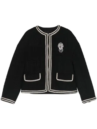 Gucci Tweed jack met broche detail - Zwart