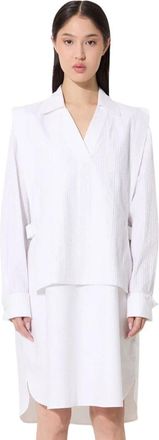 Kenzo Oxford Kniehemdjurk - Dames - Korte kleedjes - Wit - XS - Katoen - Kleedjes