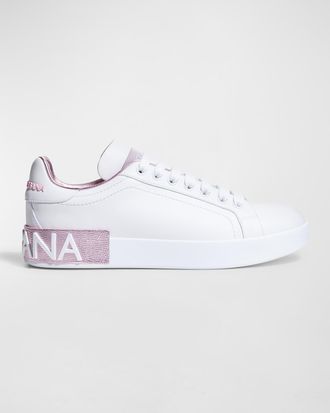 Dolce & Gabbana Portofino Bicolor Logo Low-Top Sneakers