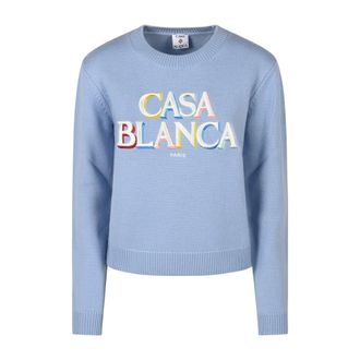 Casablanca Jersey con logo apilado - Knitwear - Mujer - Azul - M
