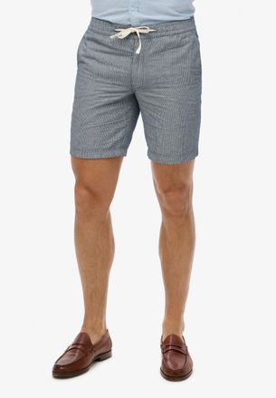 Superdry Shorts SUPERDRY MERCHANT LINEN SHORT, Herren, Gr. L, N-Gr, blau (navy stripe), Web, Obermaterial: 52% Leinen, 48% Baumwolle, gestreift, straight fit k