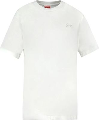 Kenzo Signature Geborduurd T-shirt - Heren - T-shirts - Wit - S - Katoen - Tops