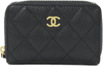 Chanel Black Grained Calfskin Coin Purse/Coin Case (Pre-Owned)