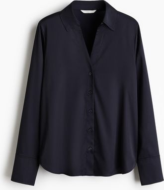 H&M Bluse mit V-Ausschnitt - Blue