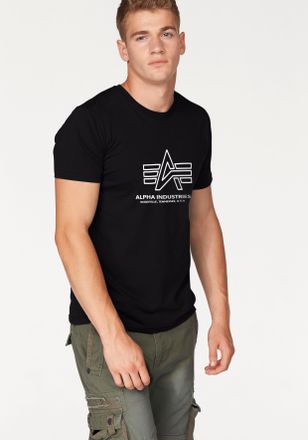 Alpha Industries Rundhalsshirt ALPHA INDUSTRIES Logo Print T, Herren, Gr. 4XL, schwarz, Single Jersey, Obermaterial: 100% Baumwolle, unifarben, regular fit normal, Run