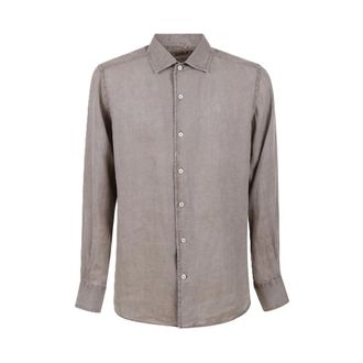 MC2 Saint Barth Casual Shirts, male, Brown, Size: 2XL Raphael Linen Shirt