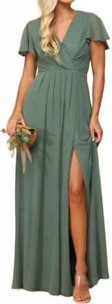 EVA V-Neck Maxi Dress In Eucalyptus